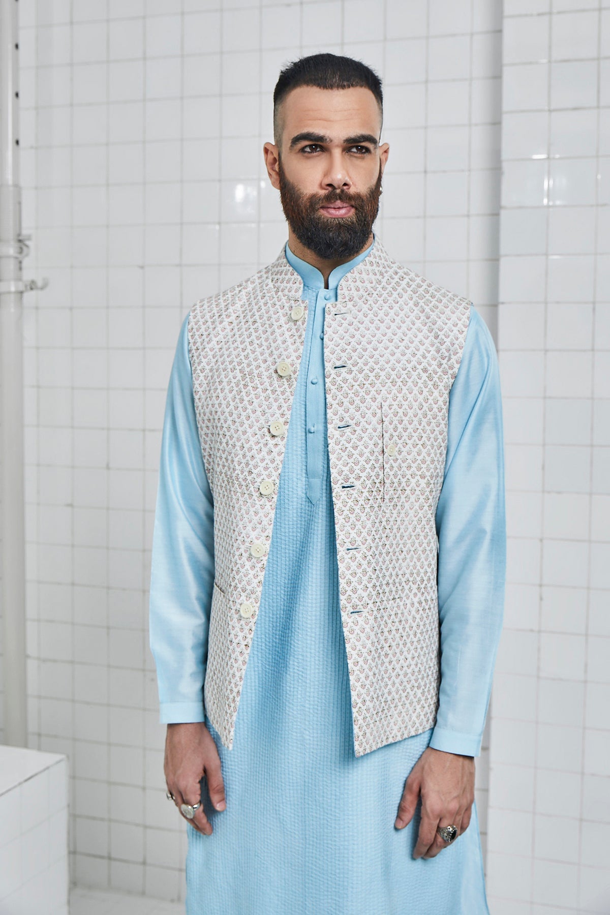 Pushad Reversible Block Print Waistcoat
