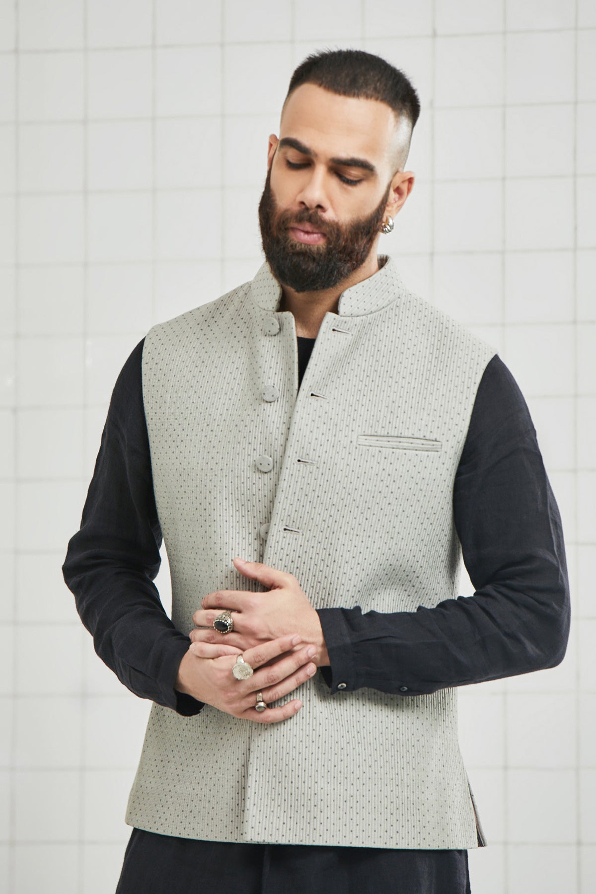 Dhadhu Block Print Quilted Waistcoat