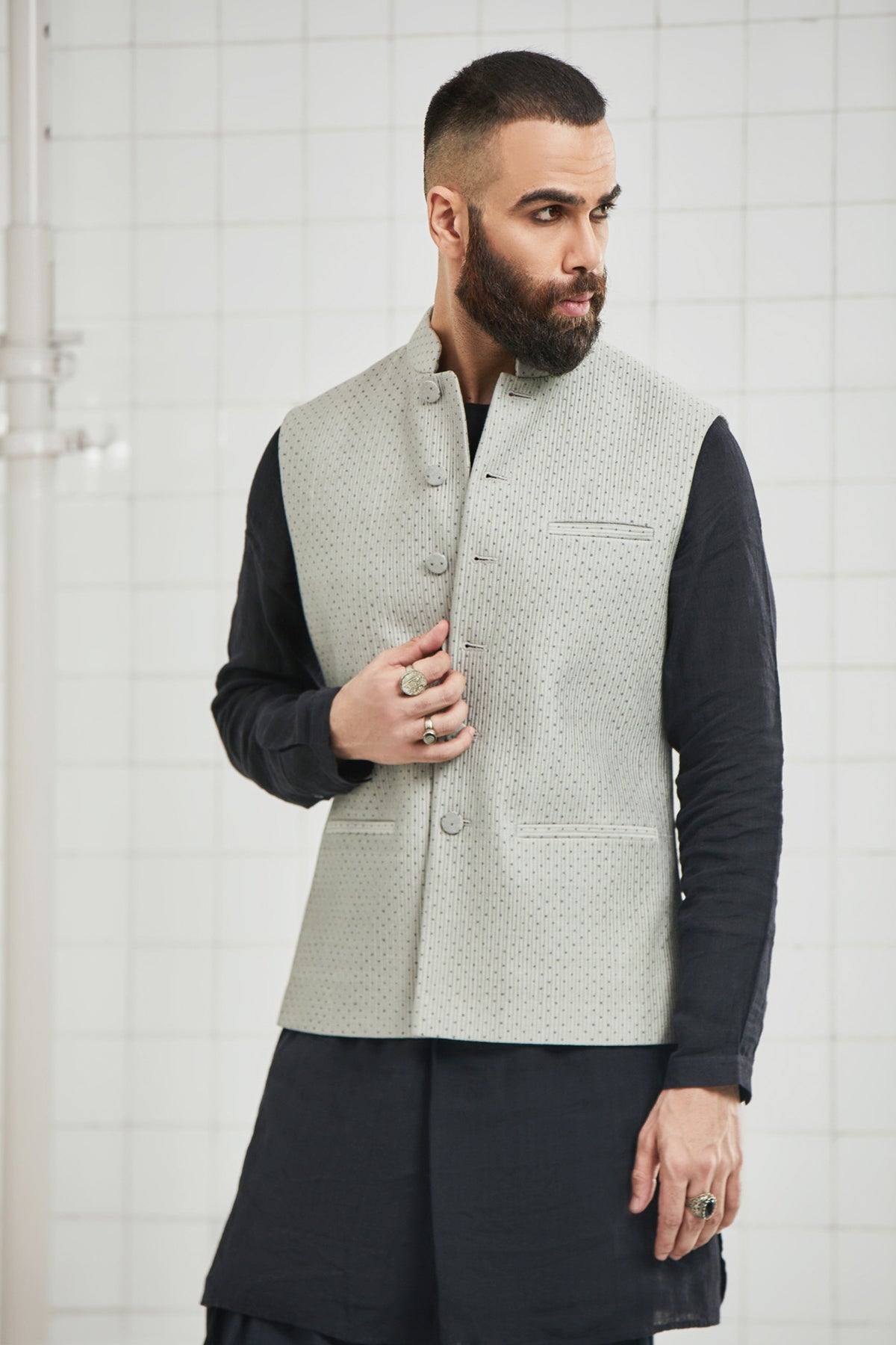 Dhadhu Block Print Quilted Waistcoat