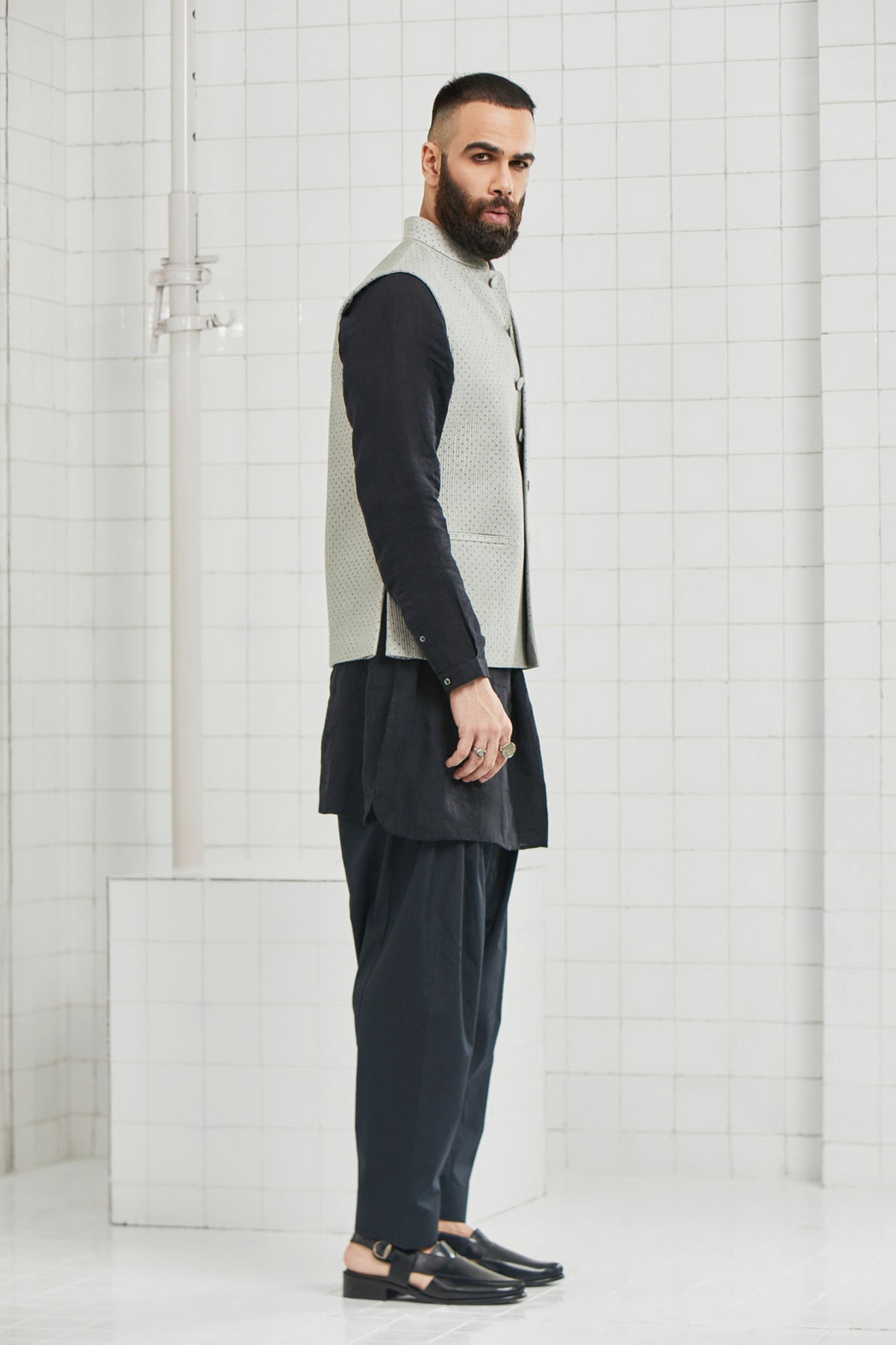 Dhadhu Block Print Quilted Waistcoat