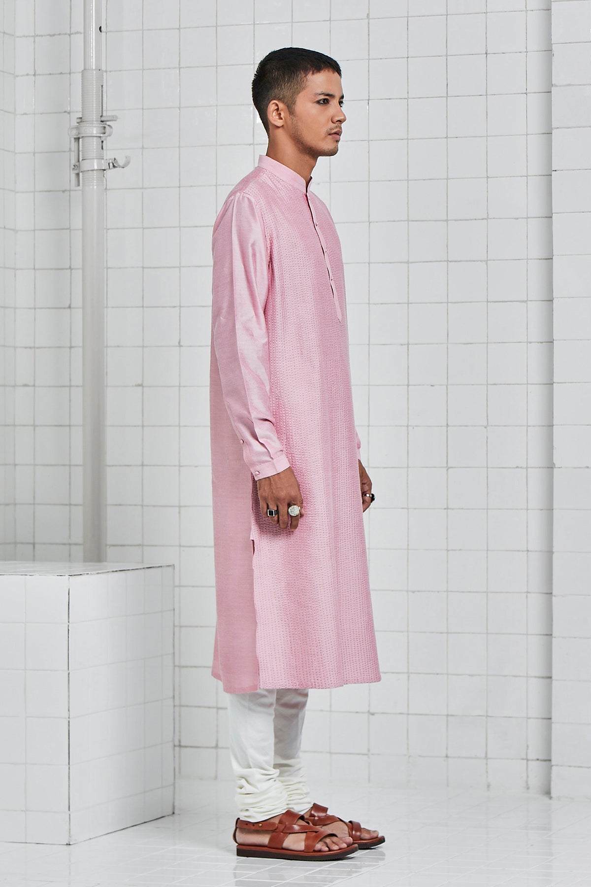 Bainsara Pintuck Kurta Set with Kantha