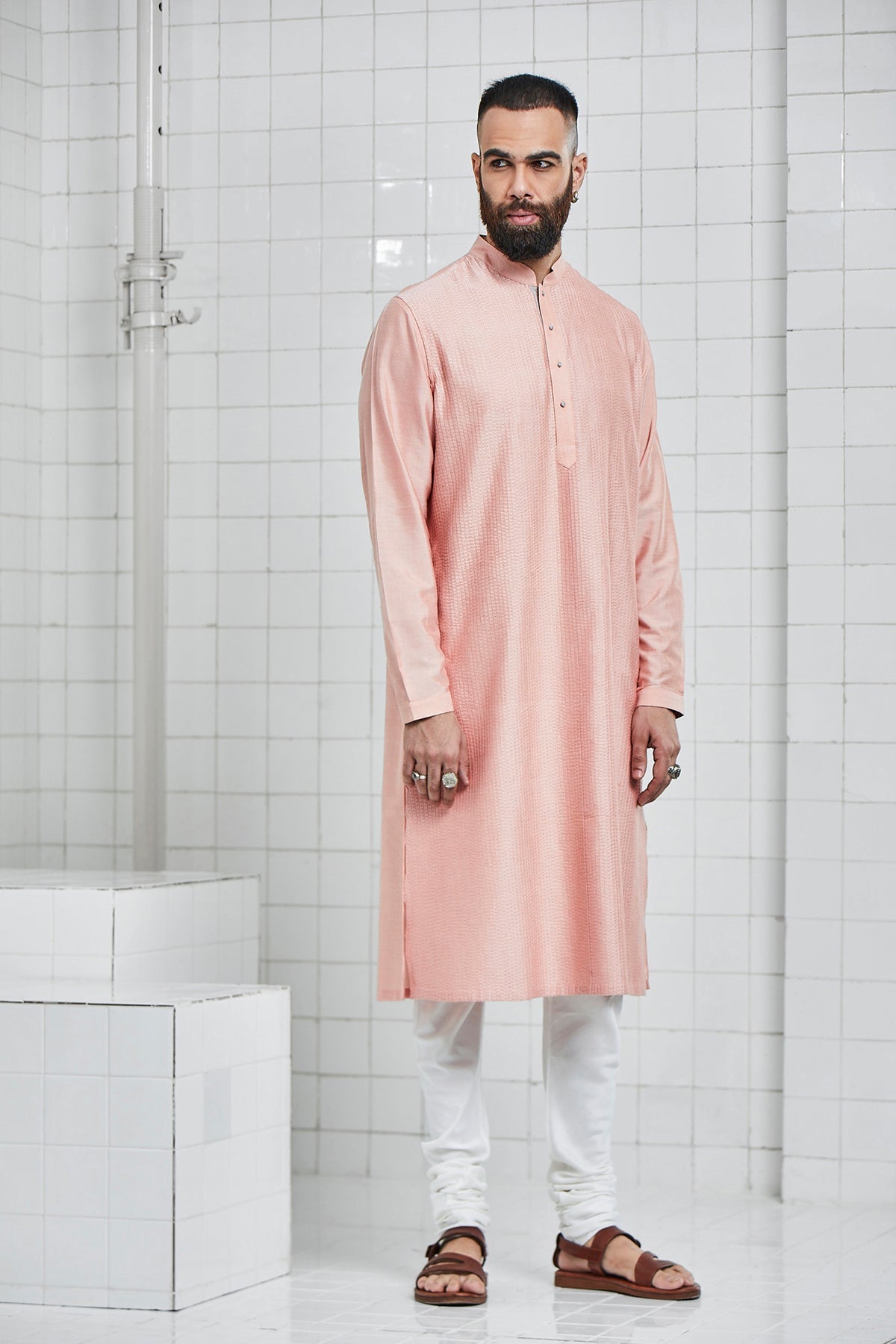 Bainsara Pintuck Kurta Set with Kantha