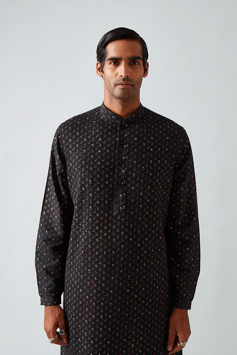 Khuhra Block Print Pintuck Kurta Set