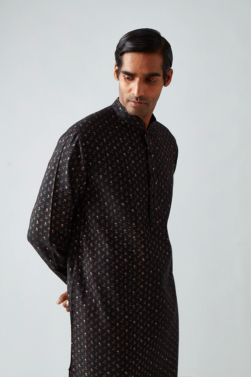 Khuhra Block Print Pintuck Kurta Set