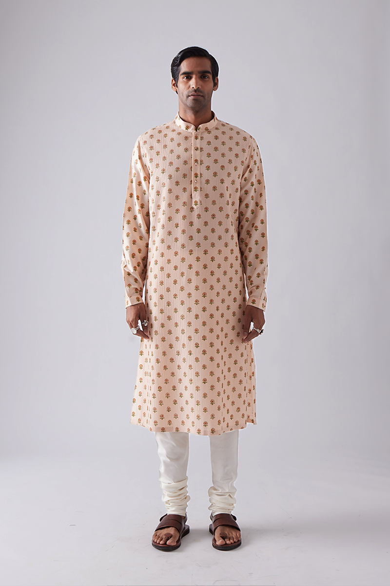 Dahar Pintuck Block Print Kurta Set