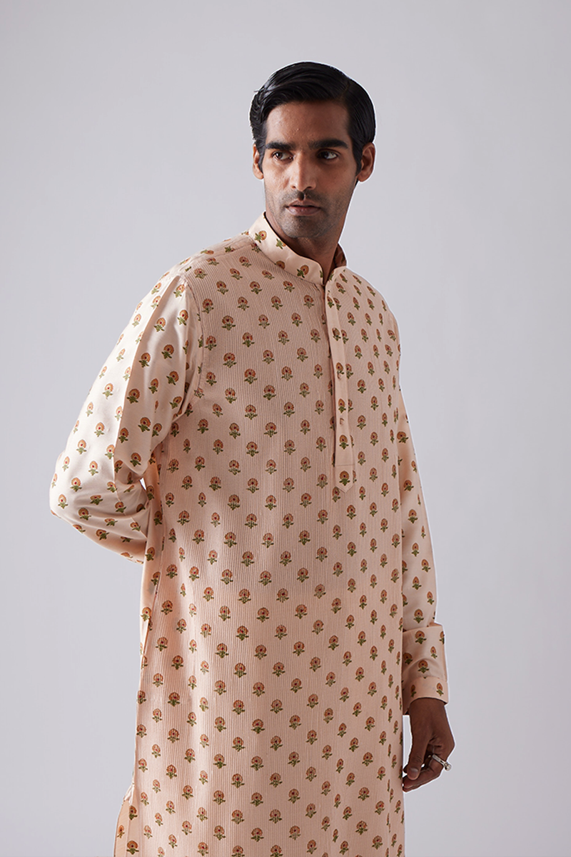 Dahar Pintuck Block Print Kurta Set