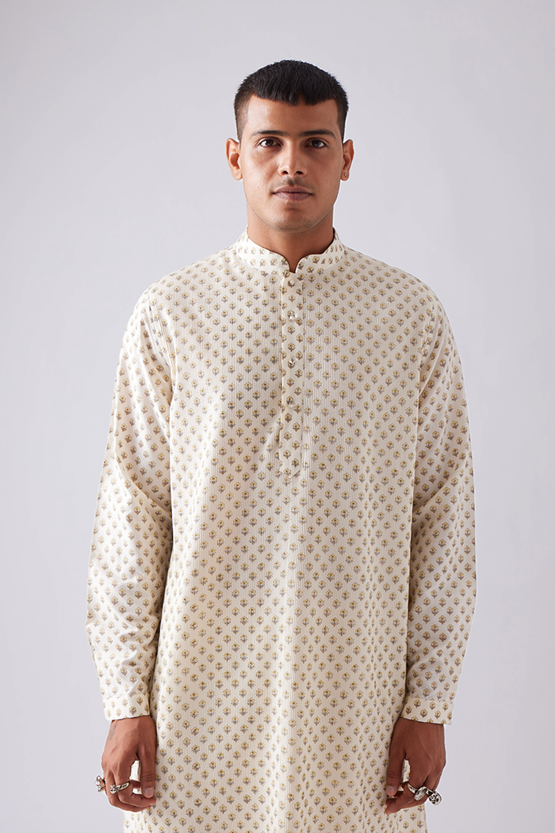 Chhitroli Hand Print Pintuck Kurta Set