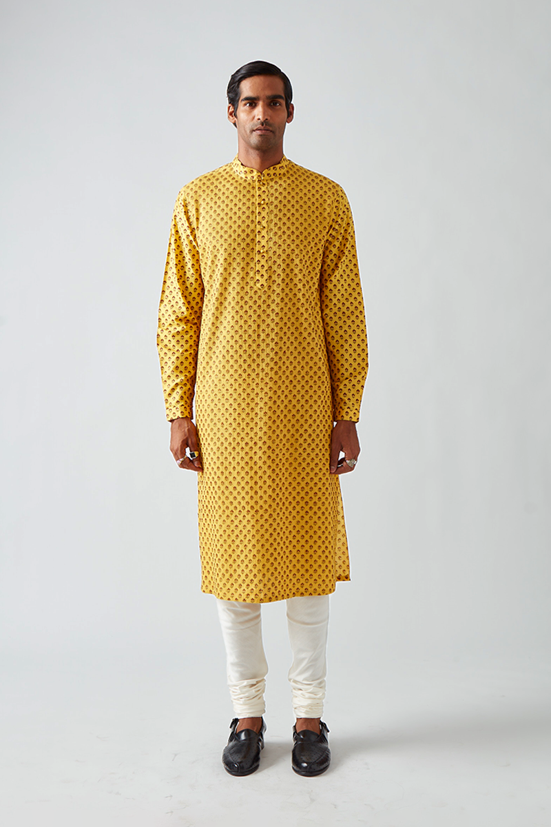 Chhitroli Hand Print Pintuck Kurta Set