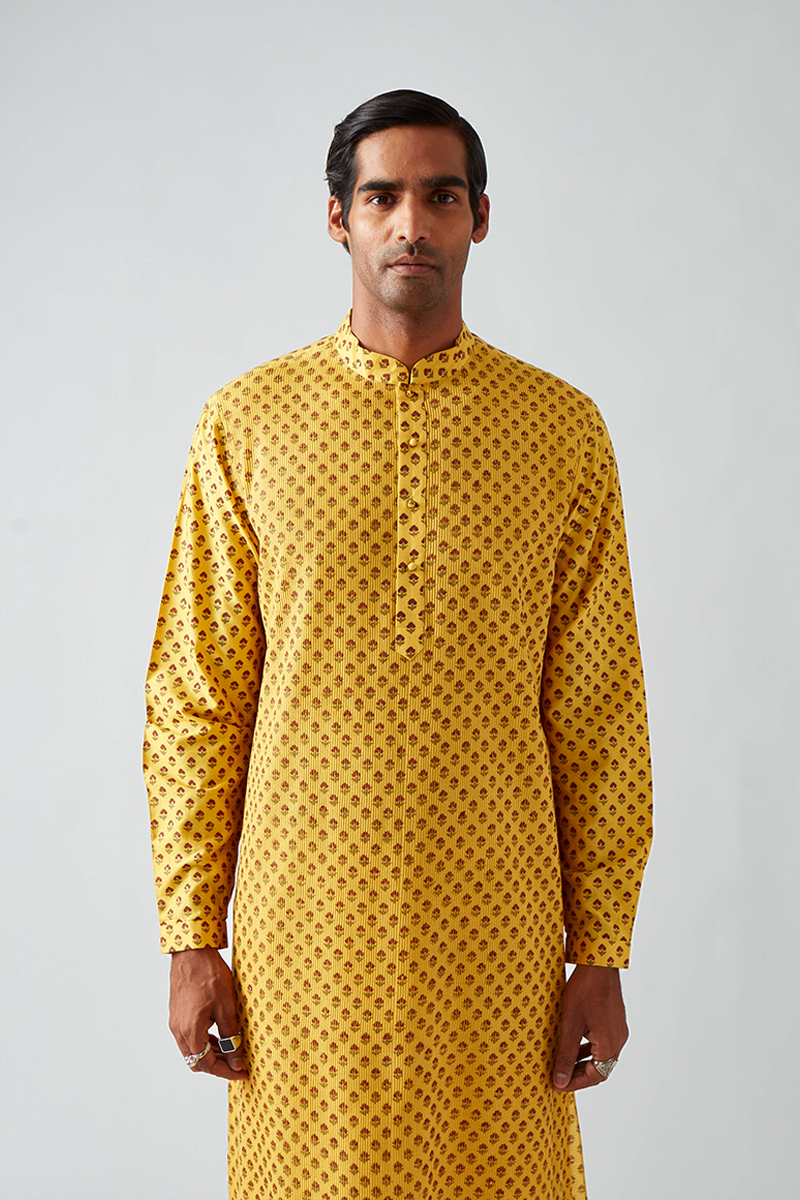Chhitroli Hand Print Pintuck Kurta Set