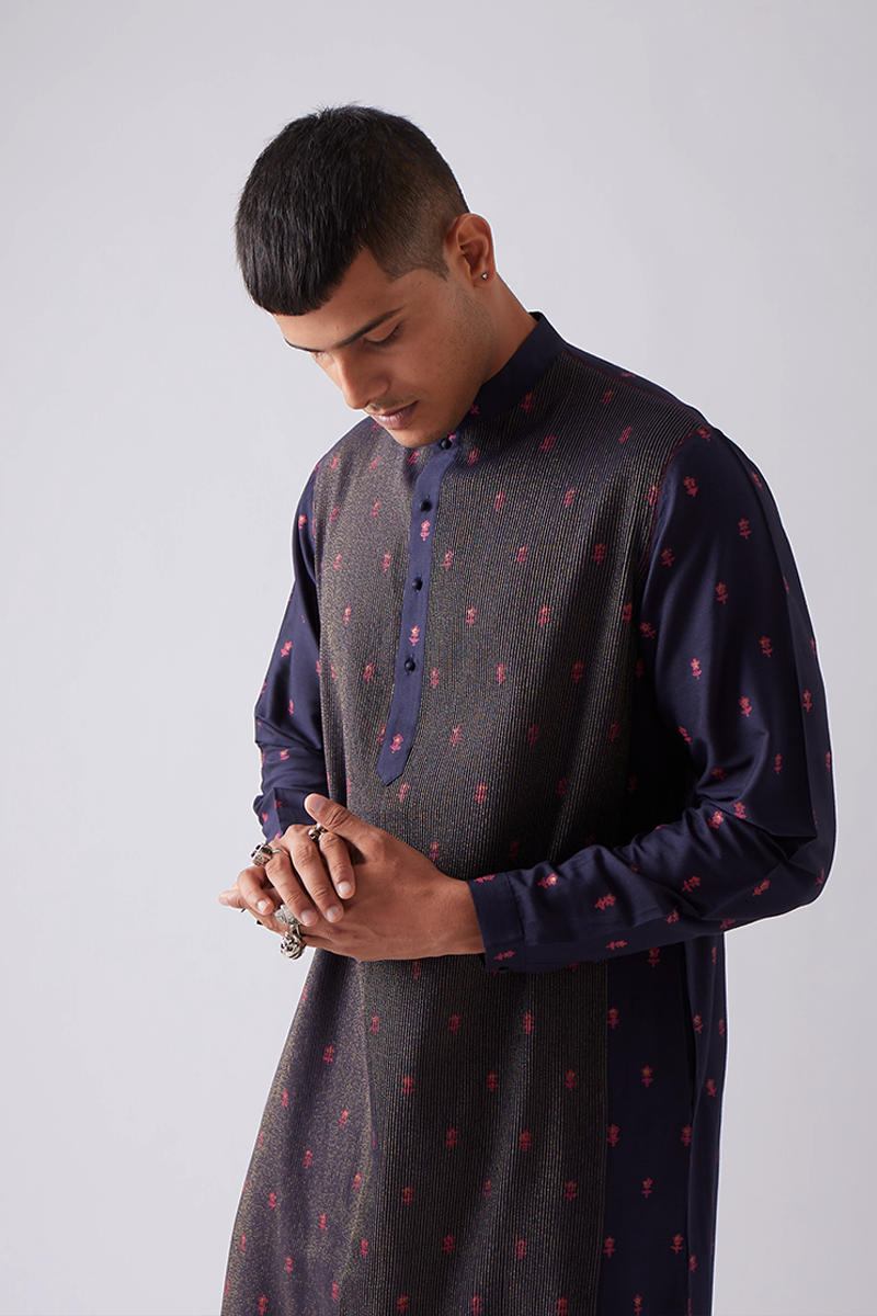 Khelna Hand Print Puintuck Kurta Set