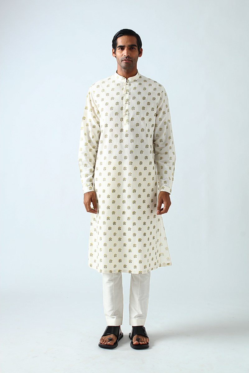 Chetawala Hand Print Pintuck Kurta Set