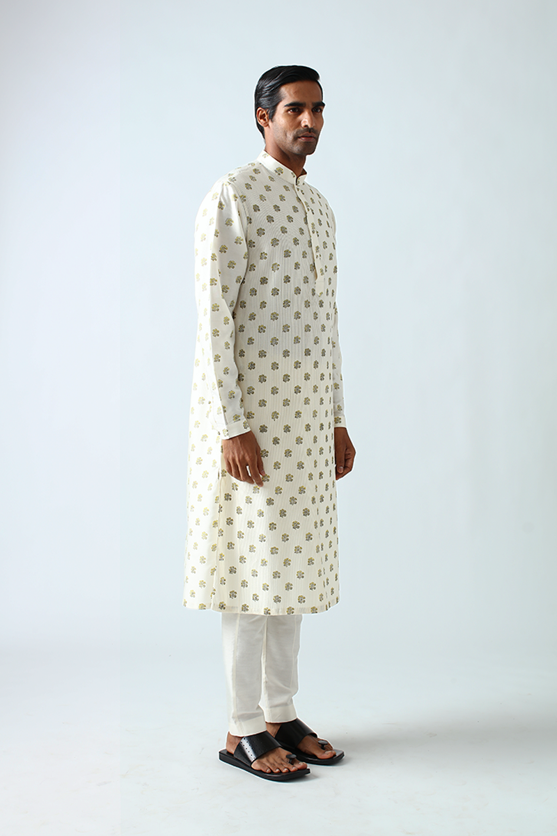 Chetawala Hand Print Pintuck Kurta Set