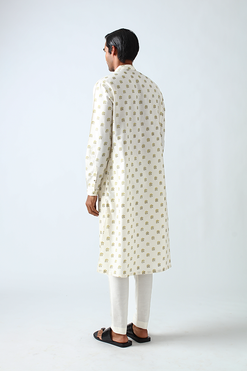Chetawala Hand Print Pintuck Kurta Set