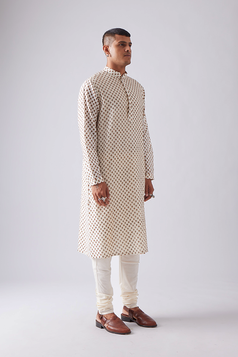 Chhitroli Hand Print Pintuck Kurta Set