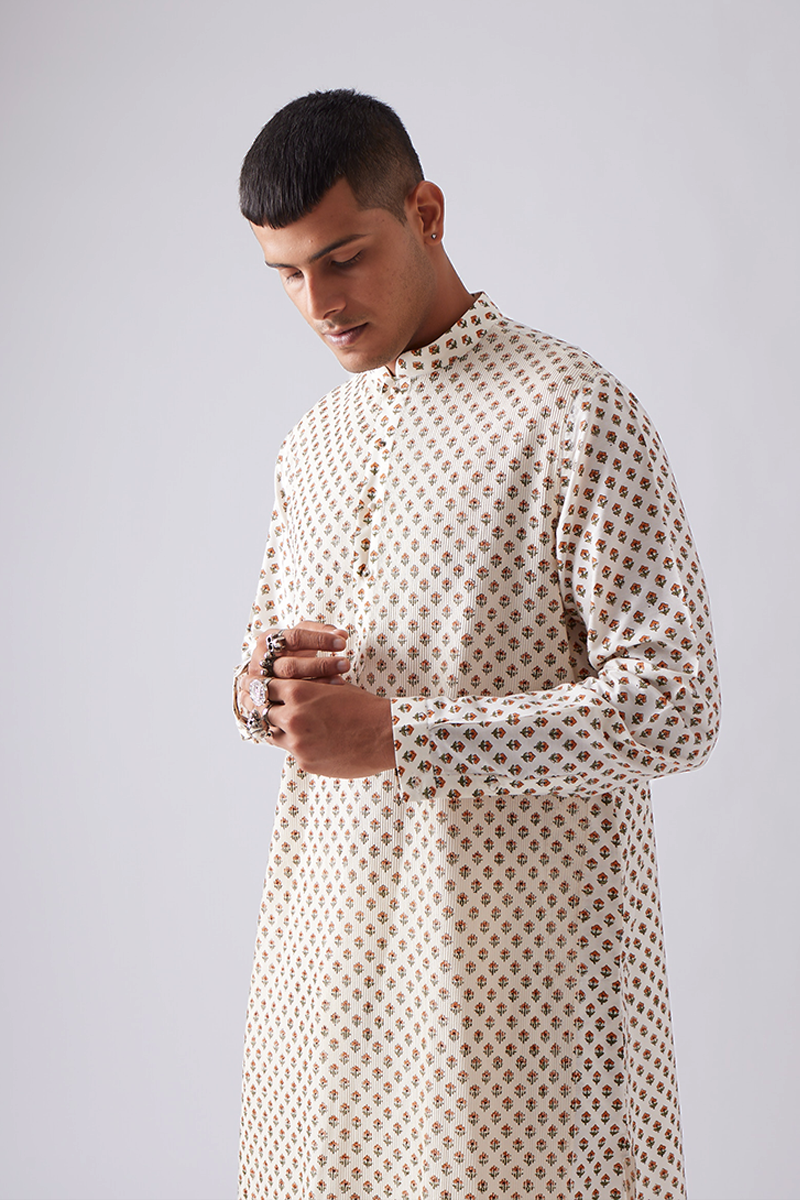 Chhitroli Hand Print Pintuck Kurta Set