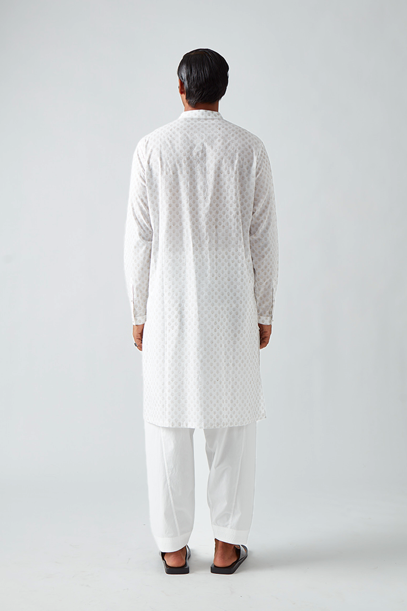 Chhitroli Hand Print Pintuck Kurta Set