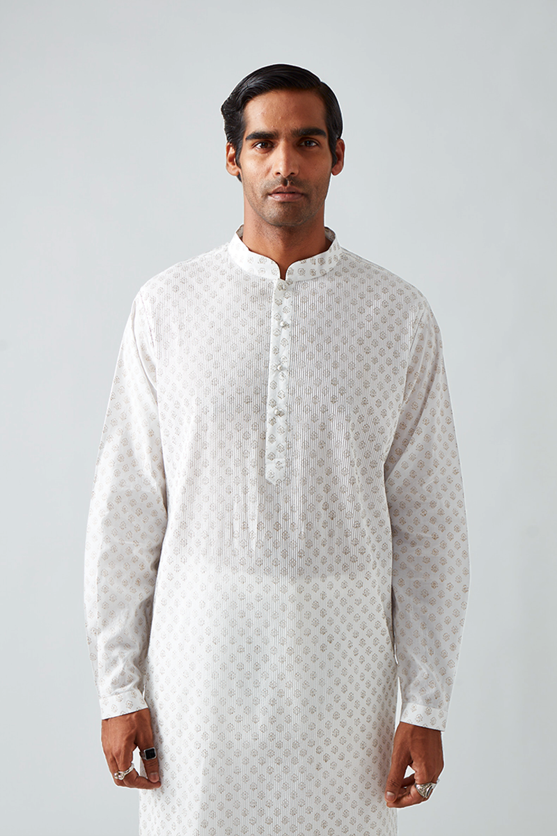 Chhitroli Hand Print Pintuck Kurta Set