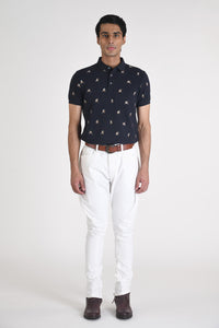 All Over Embroidered Regular Fit Supima Polo T-shirt