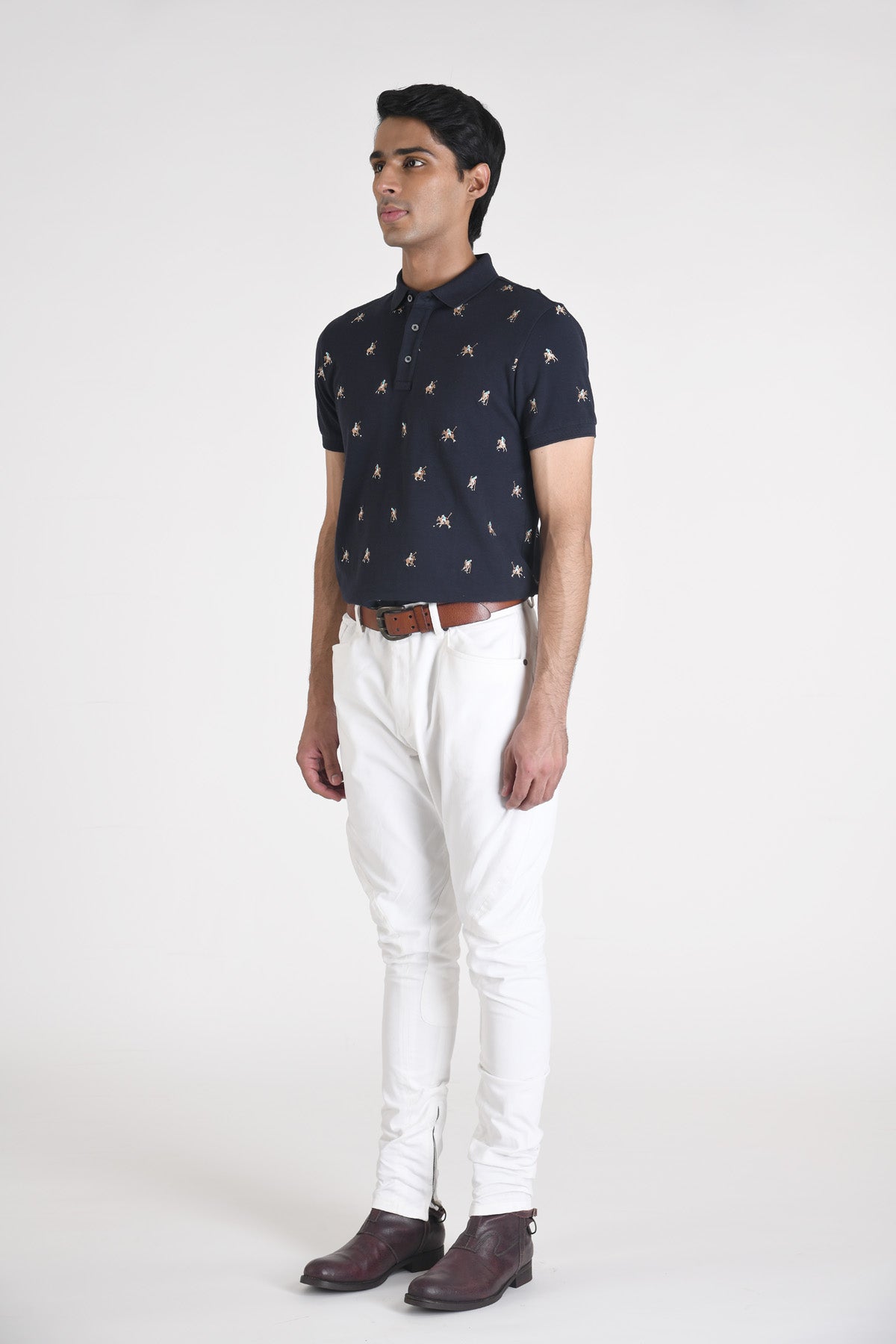 All Over Embroidered Regular Fit Supima Polo T-shirt