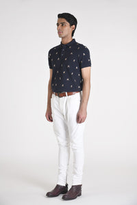 All Over Embroidered Regular Fit Supima Polo T-shirt