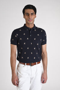 All Over Embroidered Regular Fit Supima Polo T-shirt