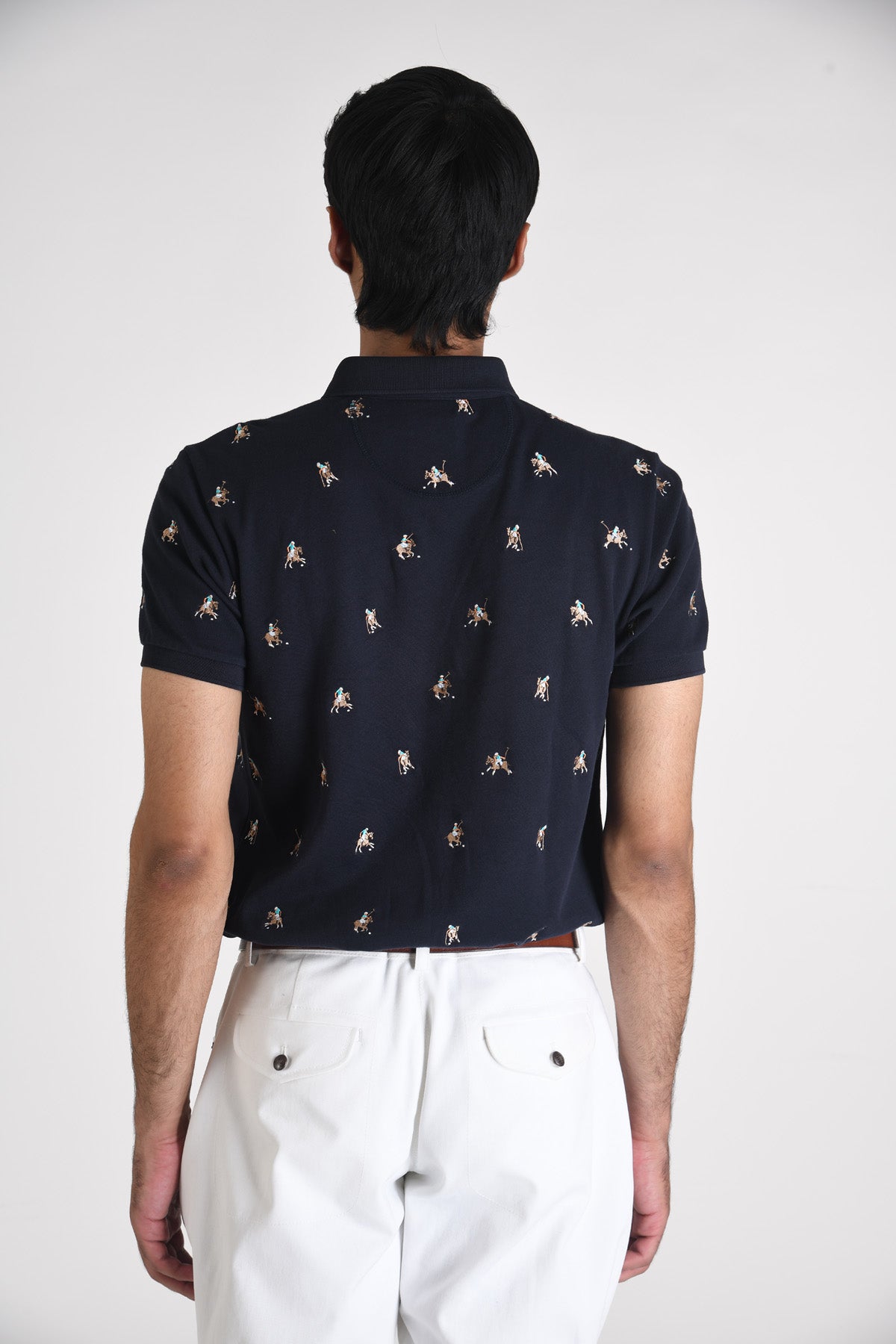 All Over Embroidered Regular Fit Supima Polo T-shirt