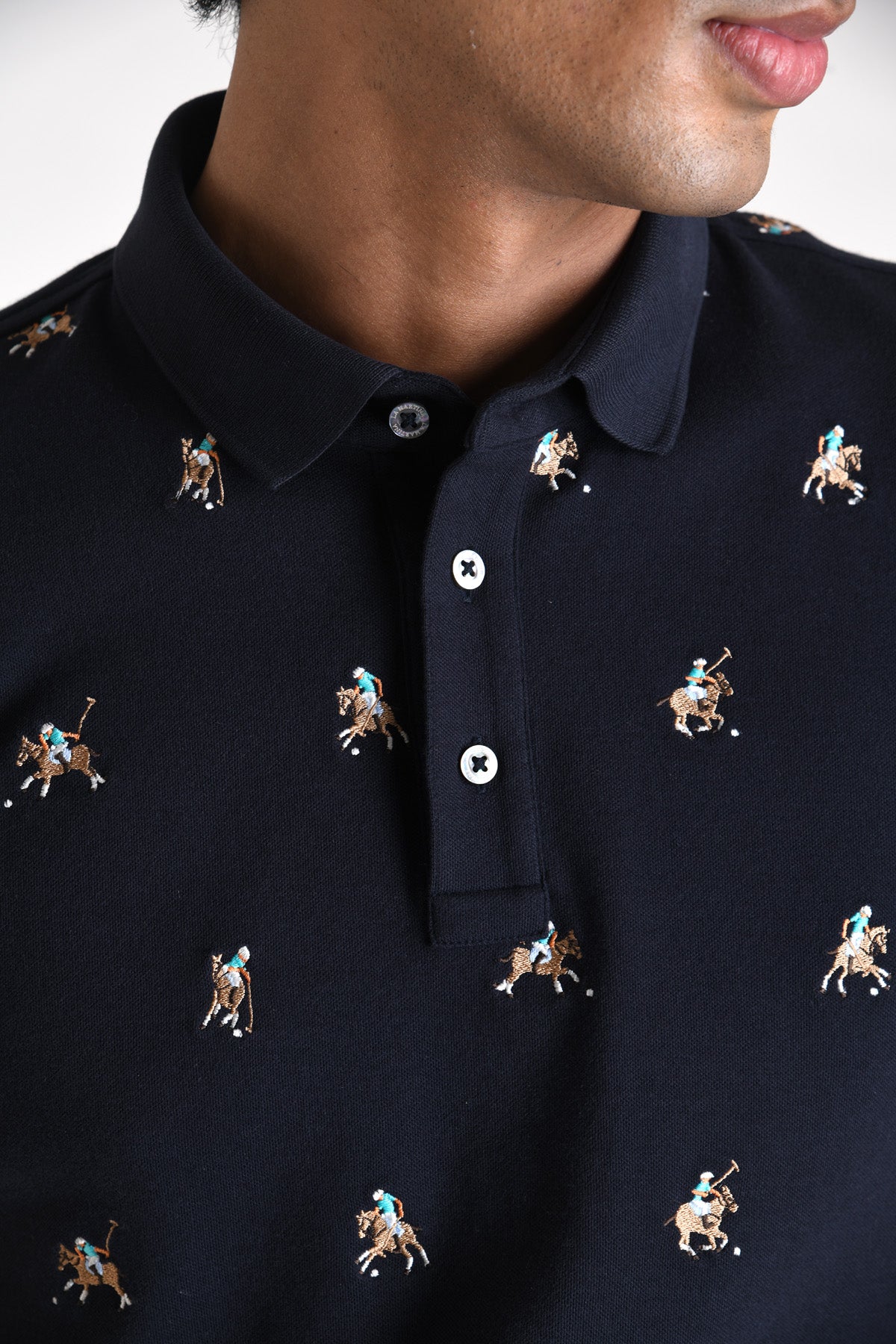 All Over Embroidered Regular Fit Supima Polo T-shirt