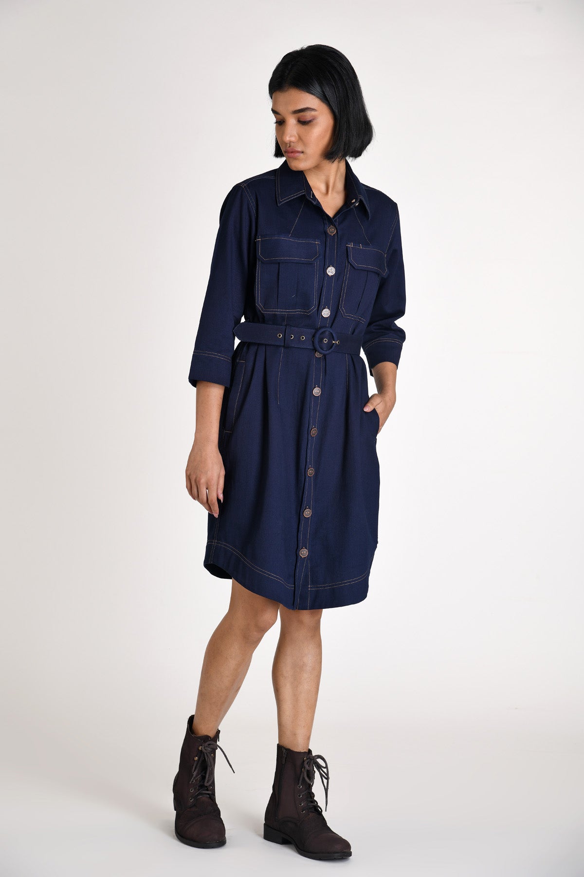 Belted Denim Dress