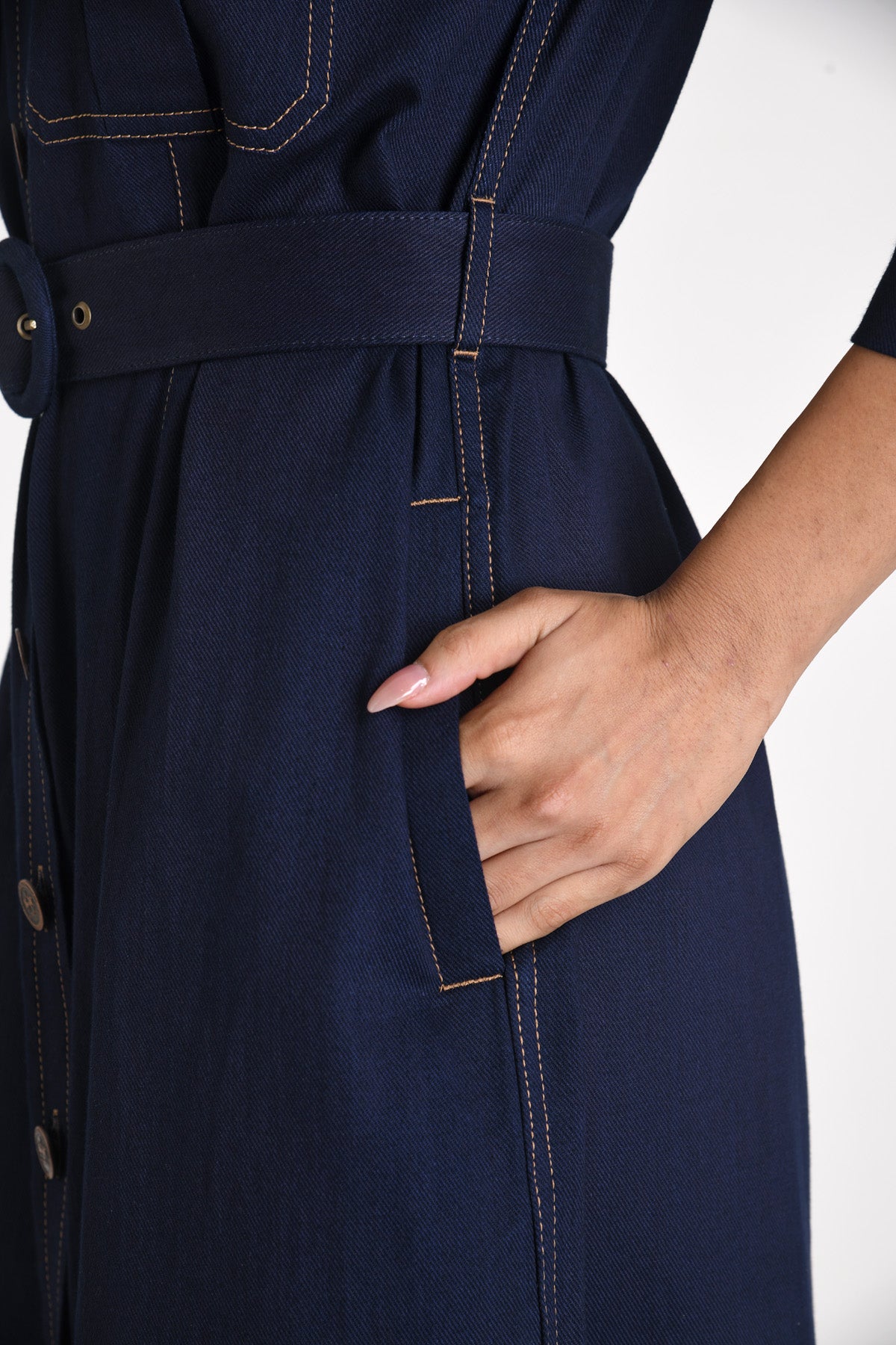 Belted Denim Dress