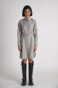 Double Flap Pocket Linen Dress