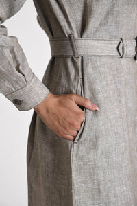 Double Flap Pocket Linen Dress