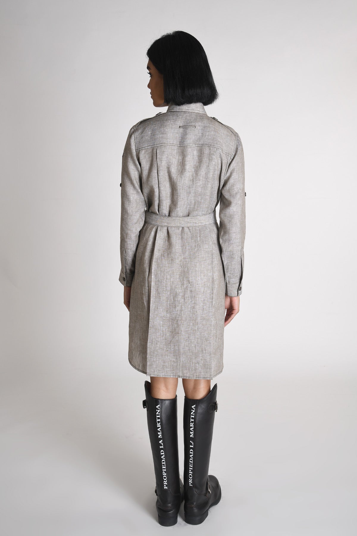 Double Flap Pocket Linen Dress