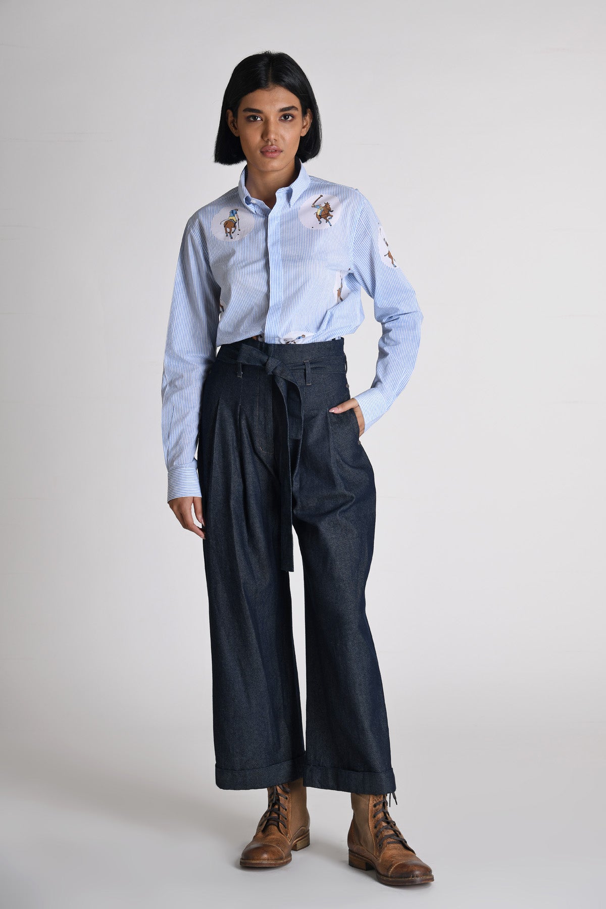 Wide Leg Belted Pants