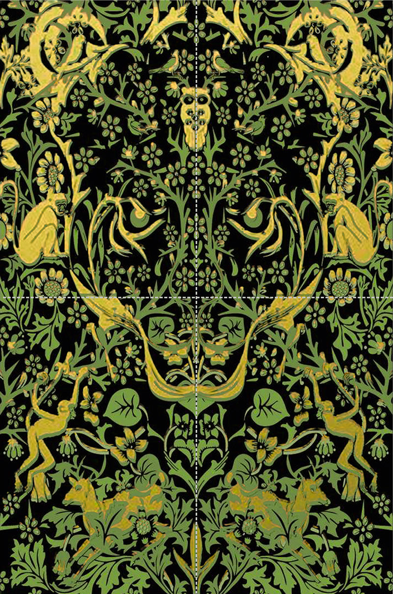 Sherkhanum Green/Gold Embossed Wall Tiles