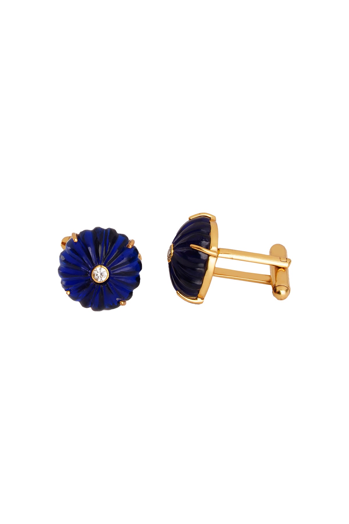 Royal Blue Chalcedony round cufflinks