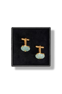 Aqua Chalcedony round cufflinks