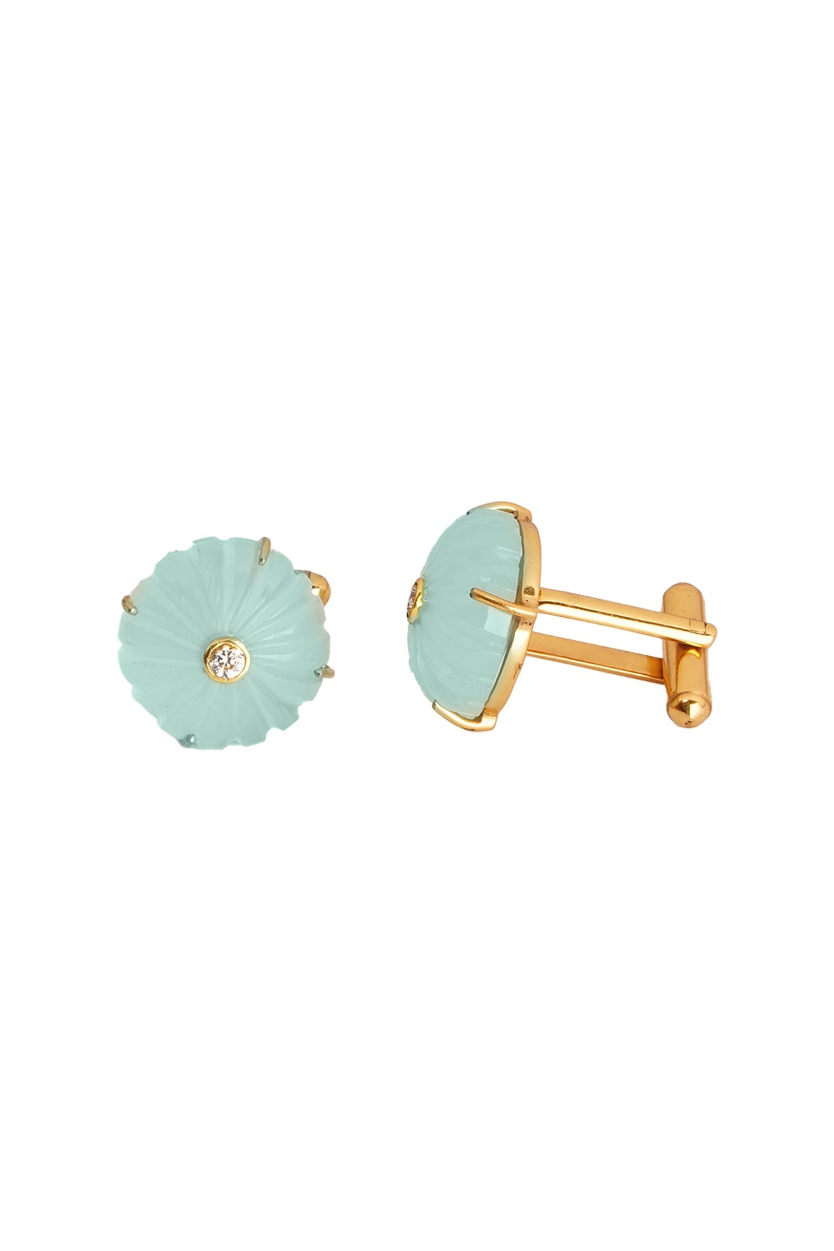 Aqua Chalcedony Round Cufflinks