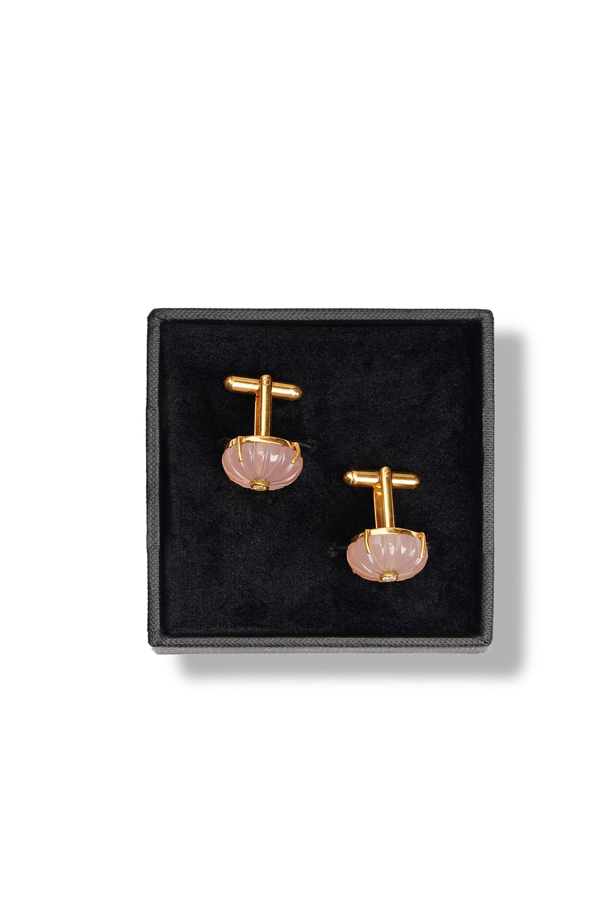 Pink Chalcedony round cufflinks