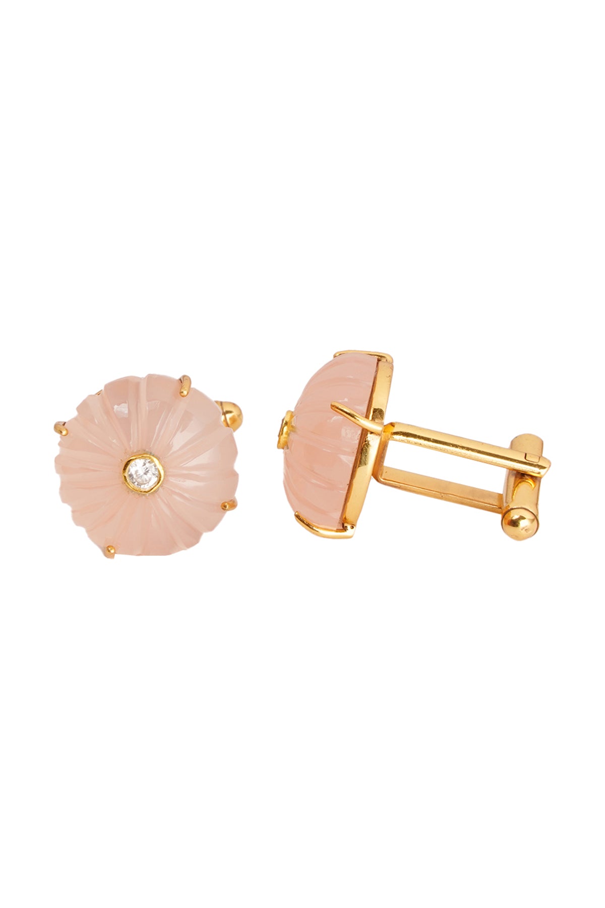 Pink Chalcedony round cufflinks