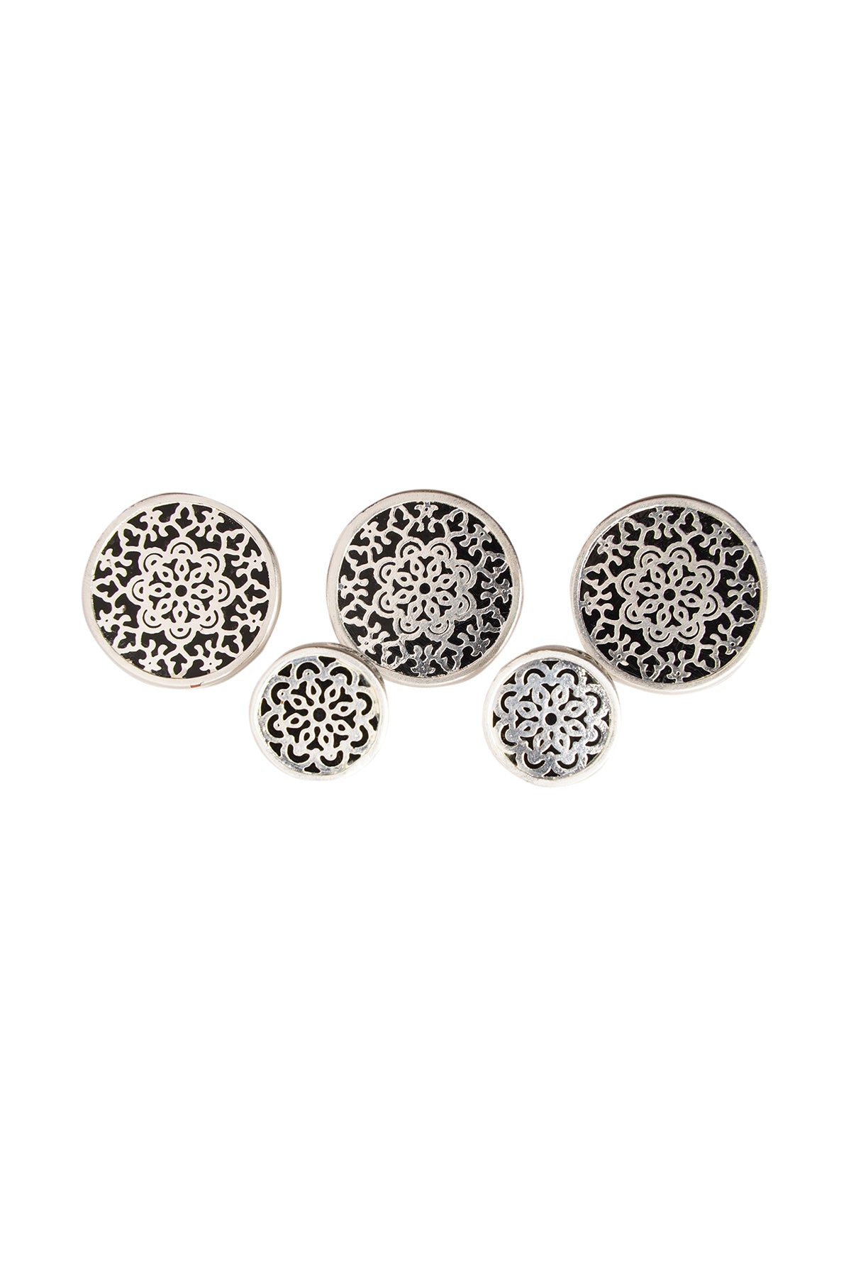 Black Jaal Button Set in pure silver