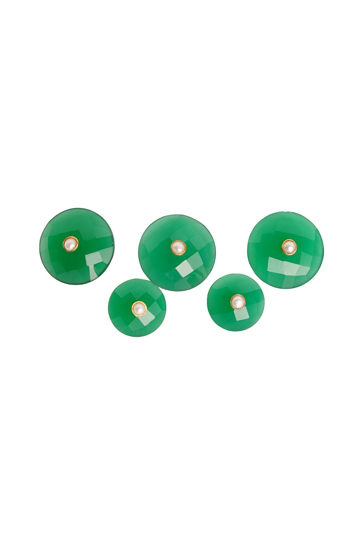 Green Onyx Diamond Cut Dome Button Set