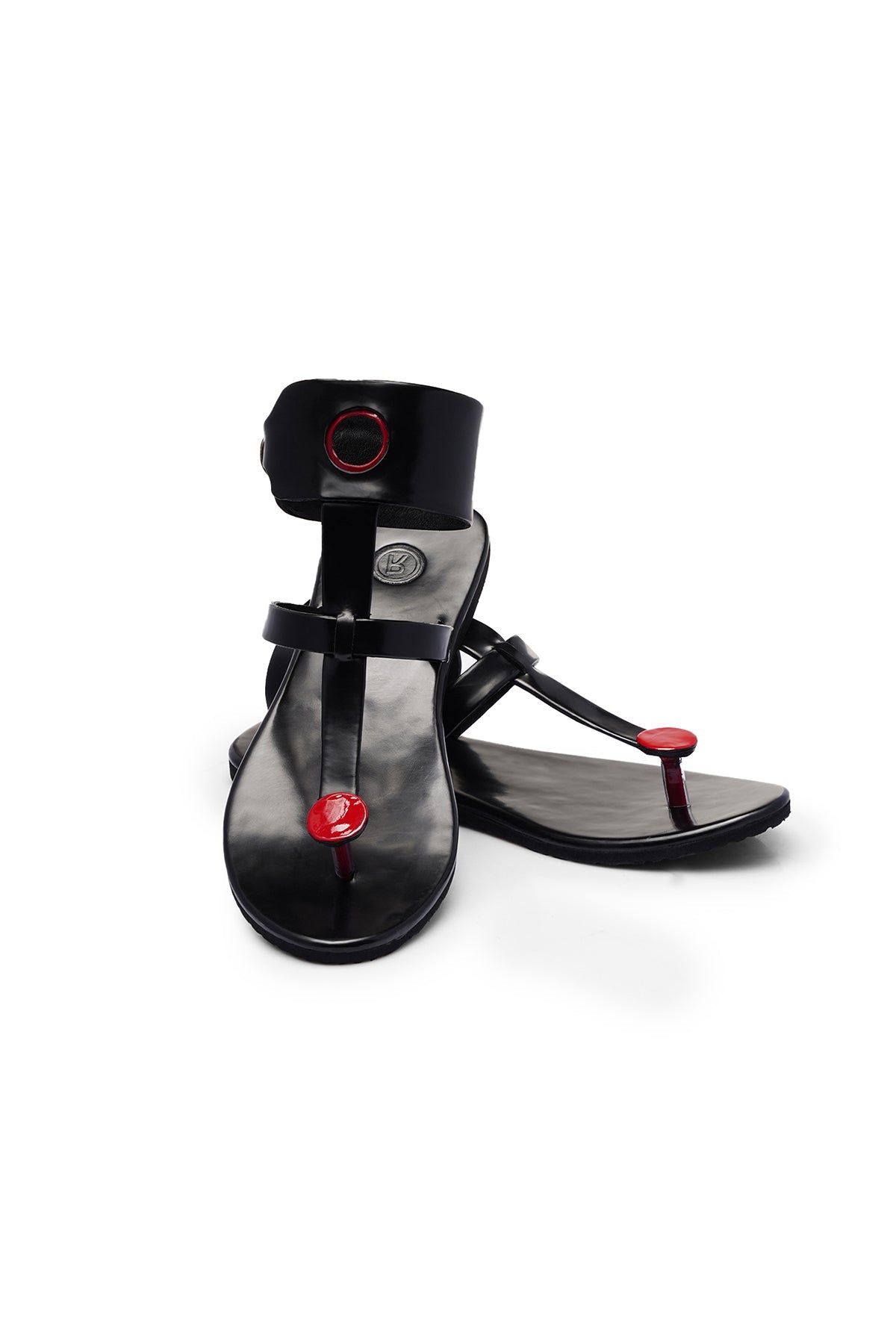 Circle Cut Convict Slides With Circle Toe
