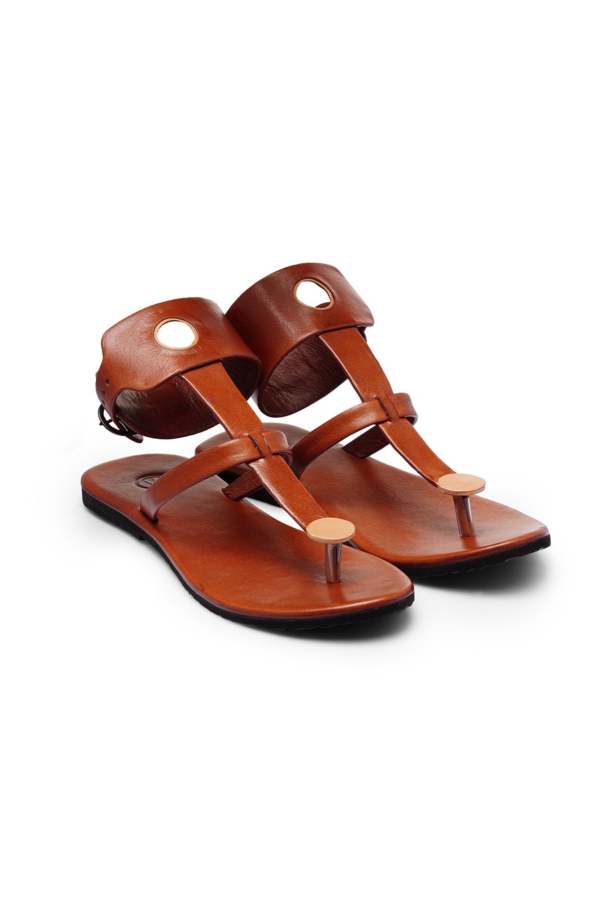 Circle Cut Convict Slides With Circle Toe