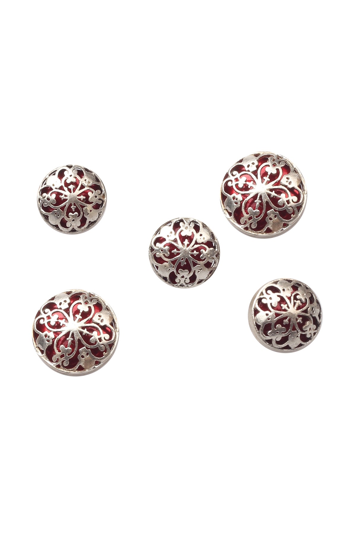 Red Floral Jaal Button Set