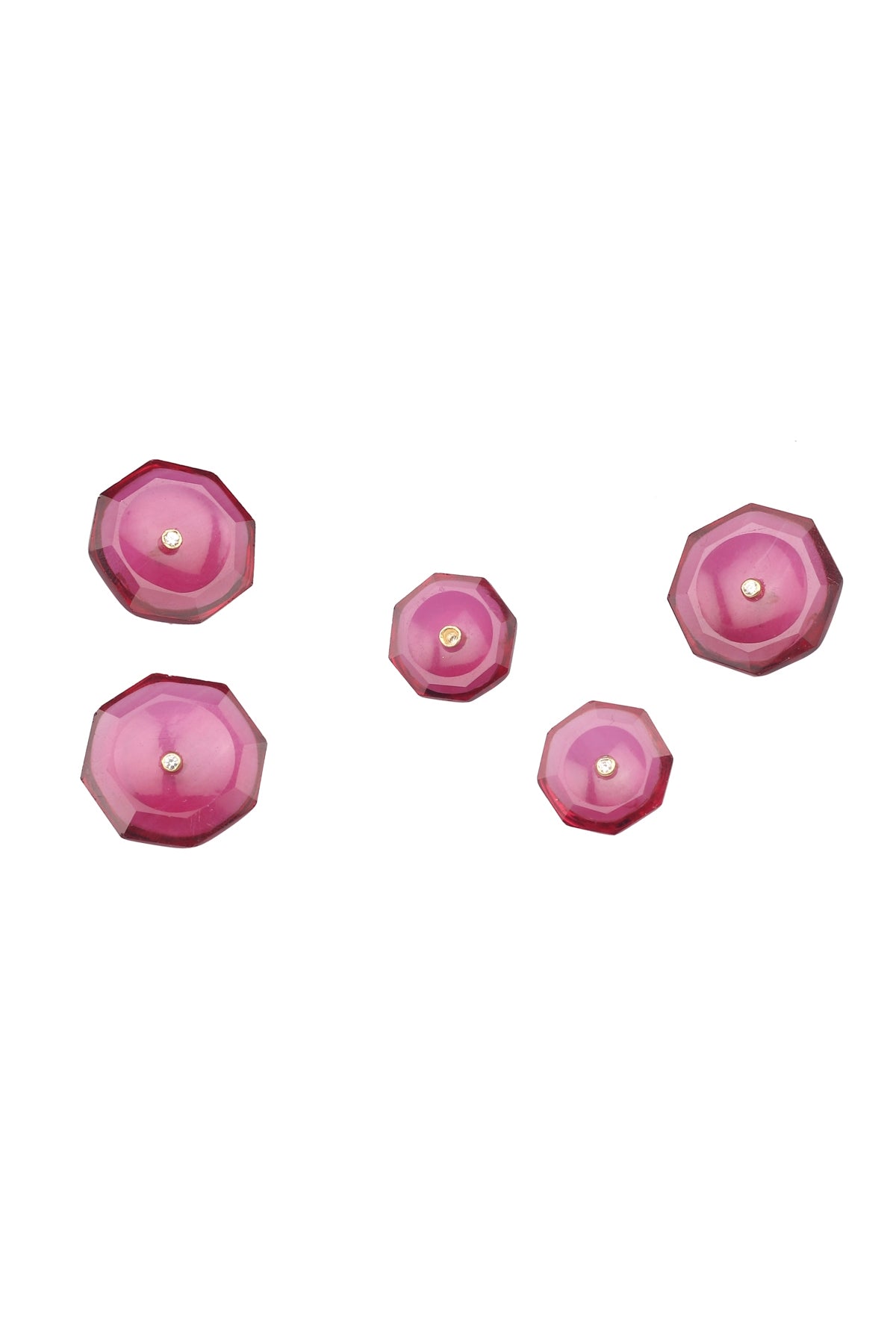 Pink Hexagon Onyx Button Set