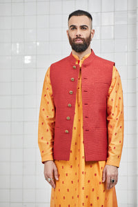 Didhu Quilted Waistcoat with Tonal Jaal