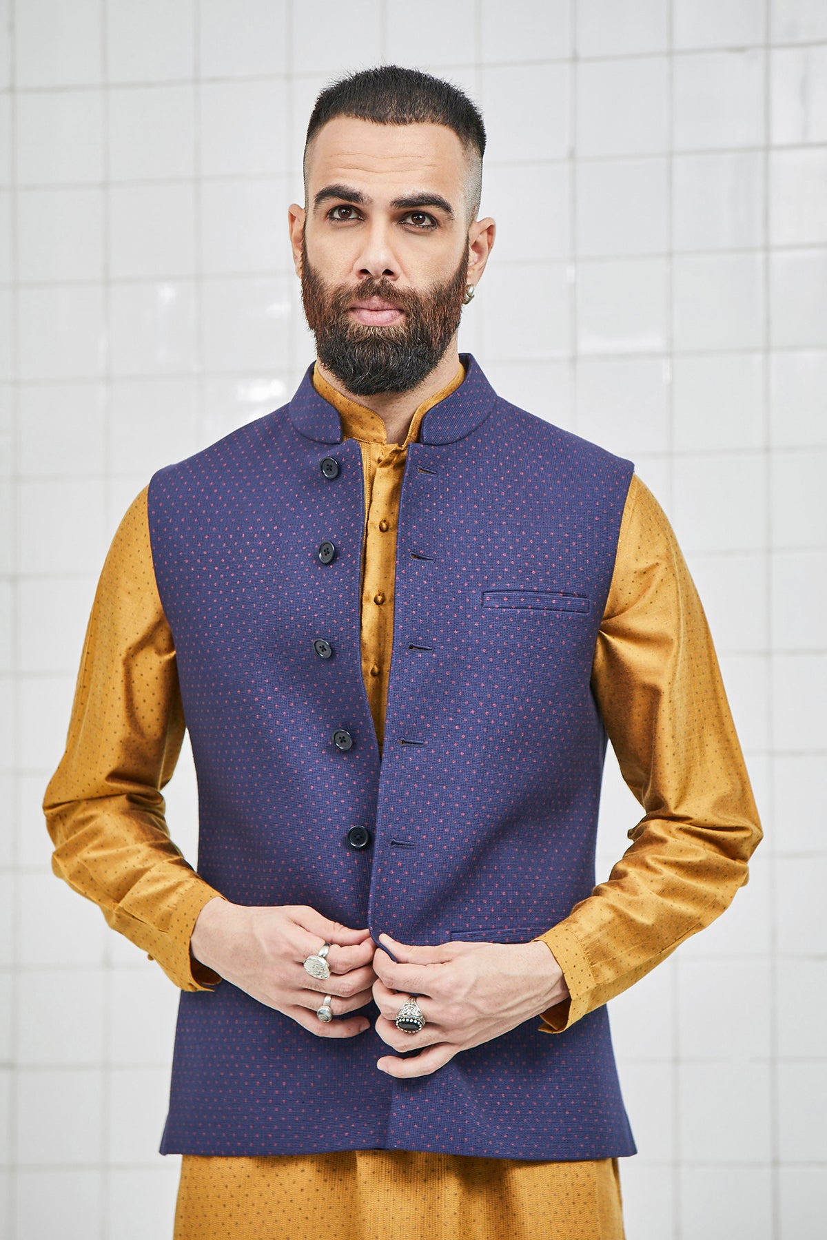 Dhadhu Quilted Waistcoat with Polka Motif